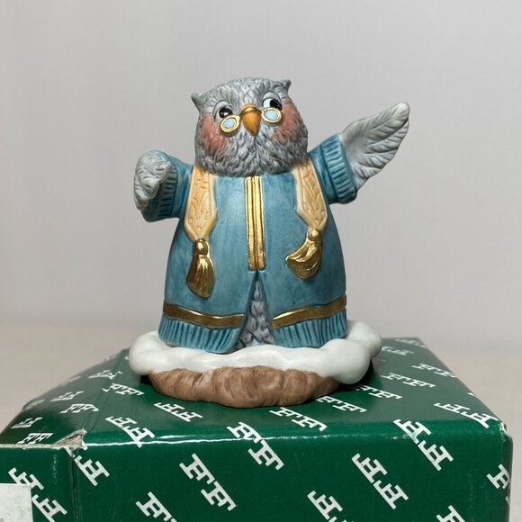 Floyd & Floyd Holiday Hamlet “The Parson” 1993 Owl Figurine In Original Box 1993 - Picture 2 of 11